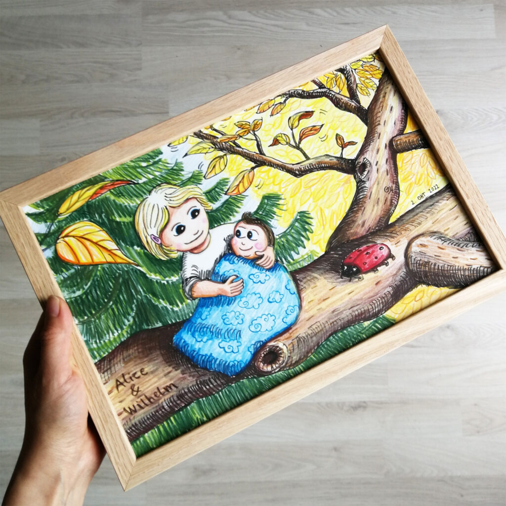 dåbsportræt storesøster og lillebror